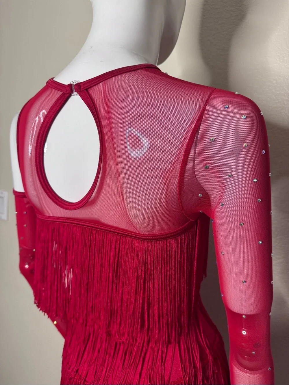 Weissman Red One-Shoulder Fringe Dance Costume